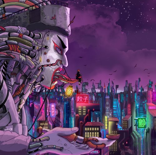 Cyberpunk Deity Cityscape - Related Anime Wallpapers wallpaper