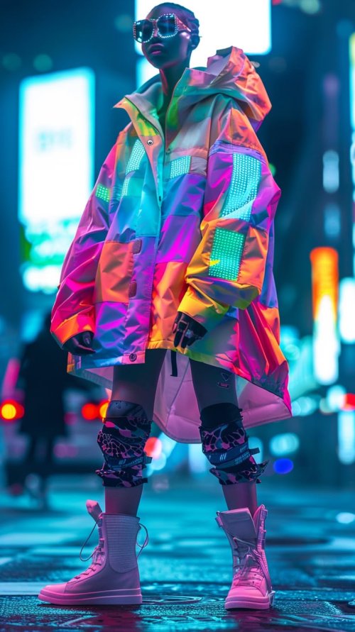 Cyberpunk Fashion in Neon City