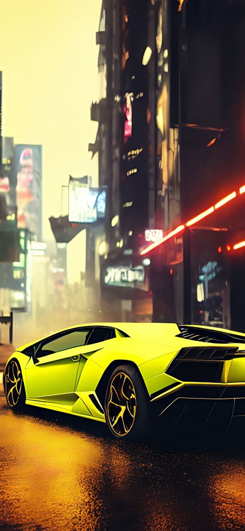 Cyberpunk Lamborghini Cityscape - Related Ghetto Wallpapers wallpaper
