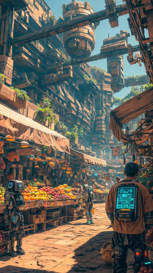 Cyberpunk Market Day - urban Wallpaper