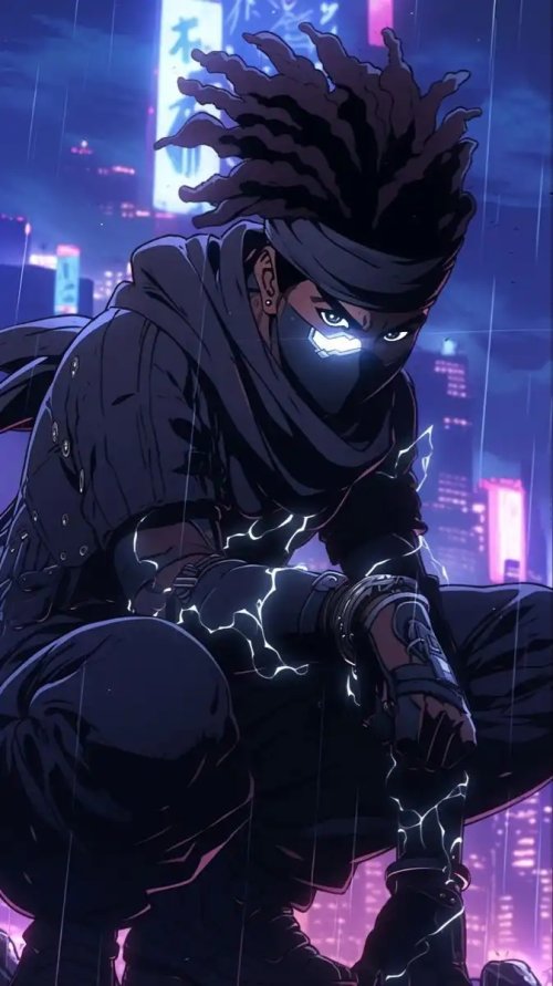 Cyberpunk_Ninja_in_Rain - Anime Wallpaper