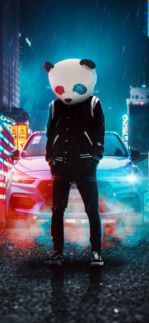 Cyberpunk Panda in Rain - Related Dark Wallpapers wallpaper