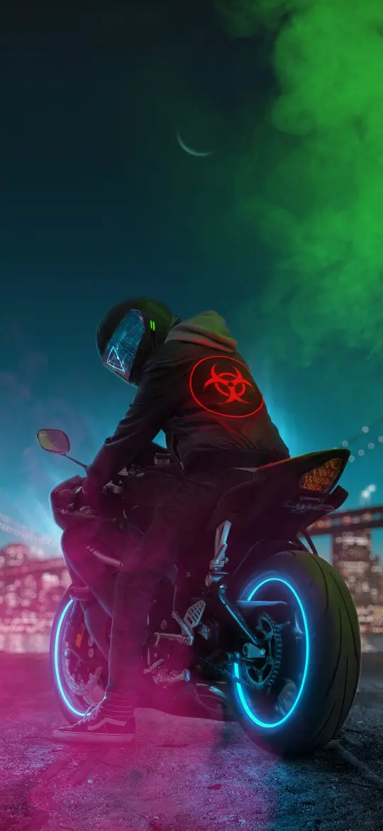 Cyberpunk Rider at Night - Related Ghetto Wallpapers wallpaper