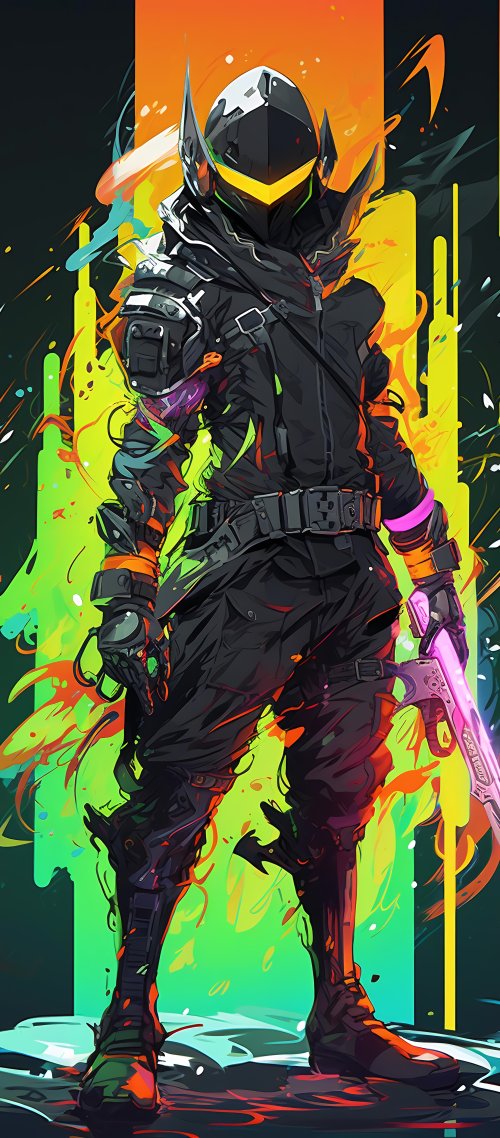 Cyberpunk Warrior Graffiti Art