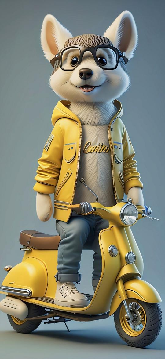 Dog on Yellow Scooter - Related Ghetto Wallpapers wallpaper