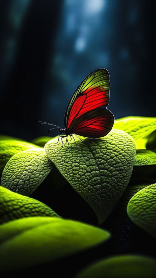 Red Butterfly on Leaf - nature Wallpaper