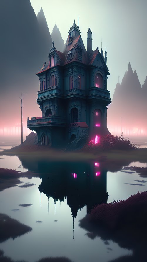 Eerie Mansion Reflection