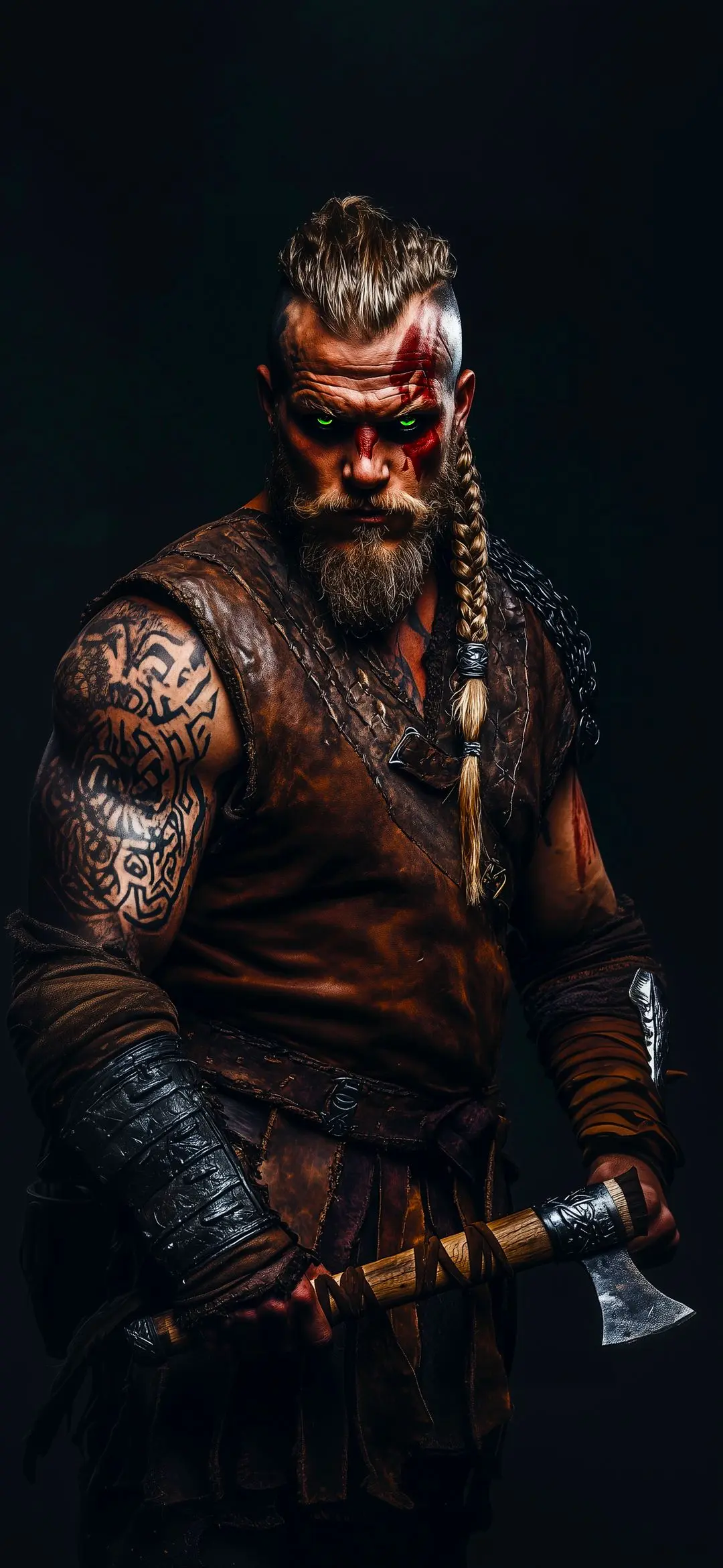 Fierce Viking Warrior Portrait - Related Dark Wallpapers wallpaper