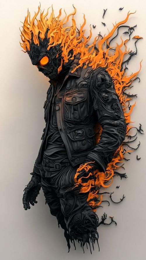 Fiery Dark Rider Sculpture
