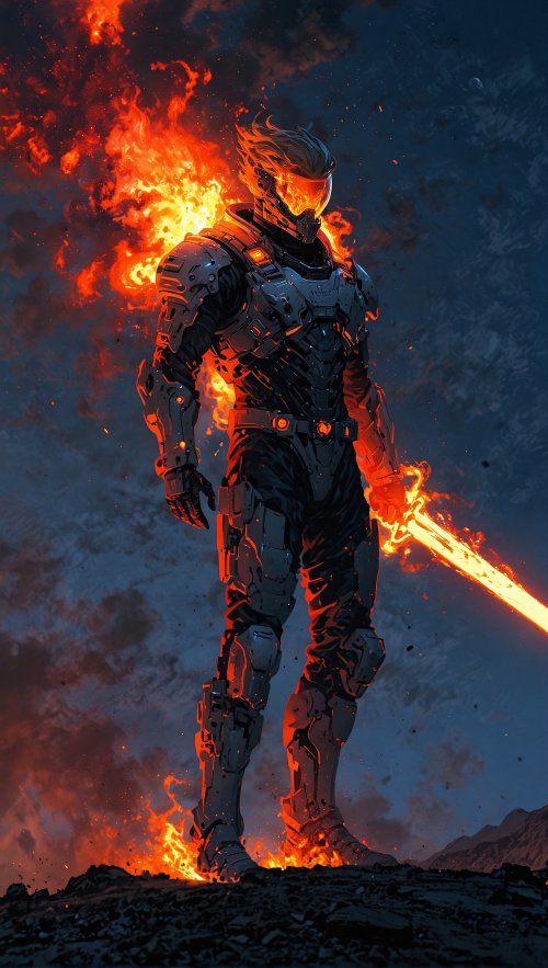 Fiery Futuristic Warrior - Related Dope Wallpapers wallpaper