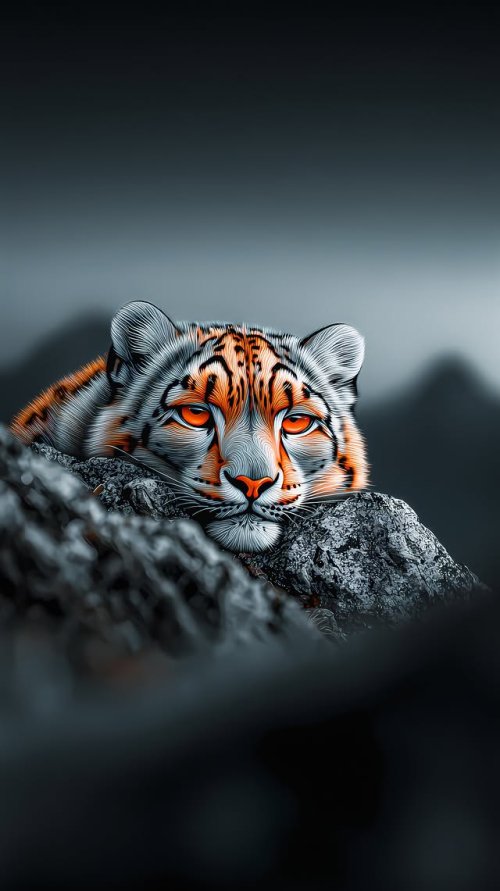 Fiery Snow Leopard Portrait - animal Wallpaper