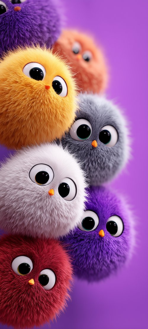 Fluffy Cartoon Creatures Stack - abstract Wallpaper