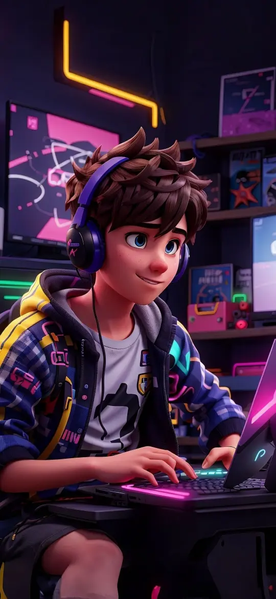 Gamer Boy Cartoon Style