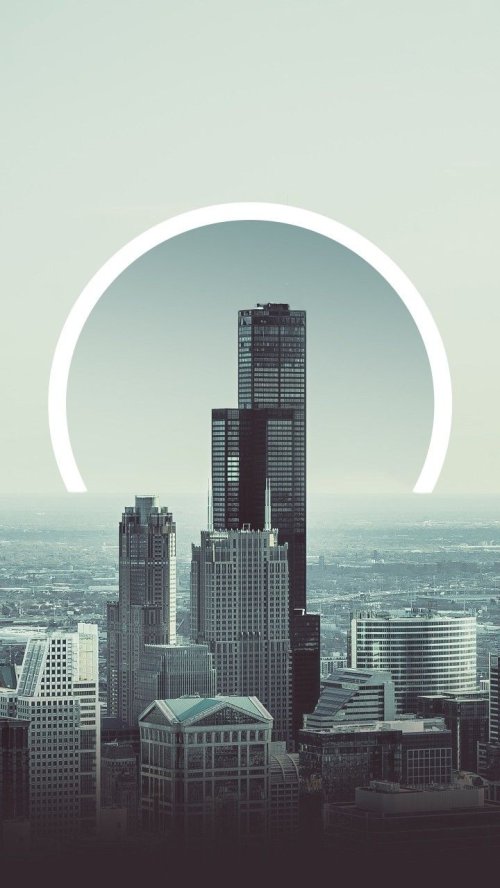 Geometric Cityscape Arch