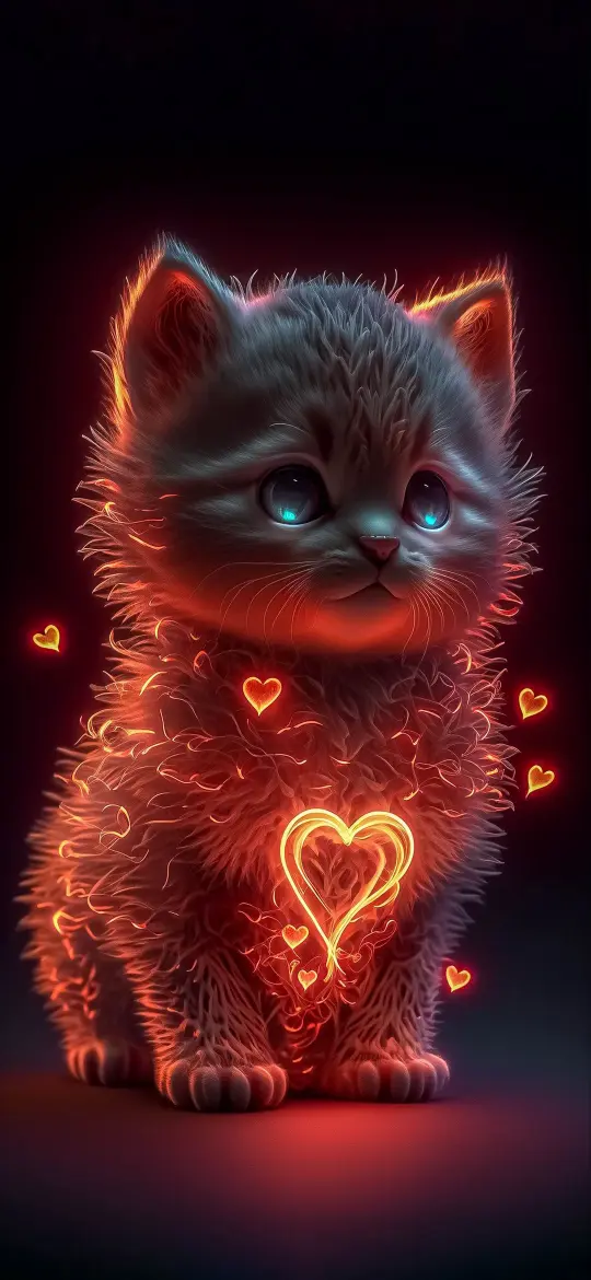 Glowing Kitten of Love - Related 4K Wallpapers wallpaper