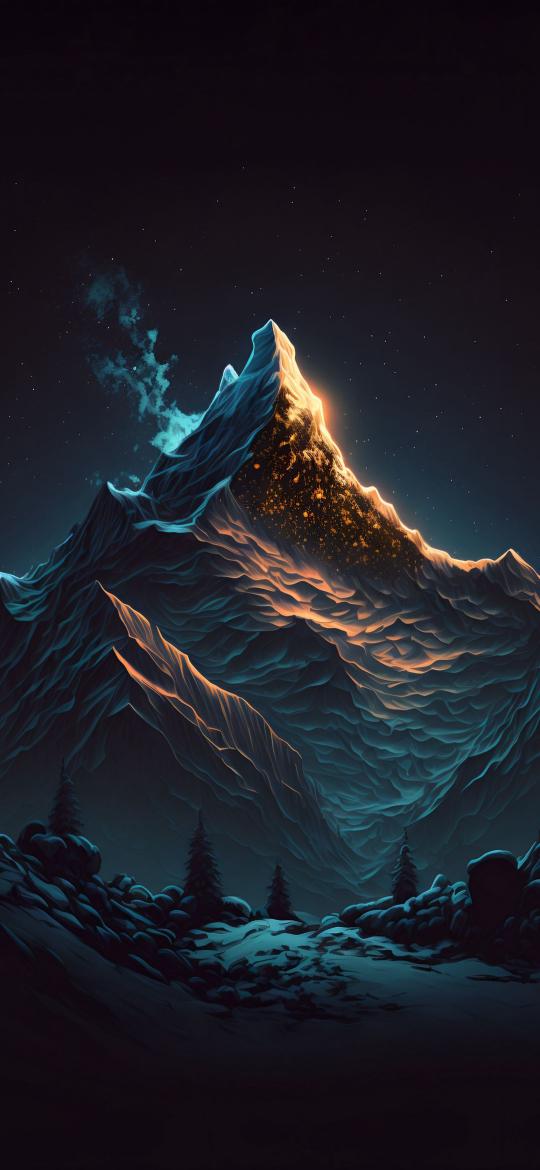 Glowing Mountain Nightscape