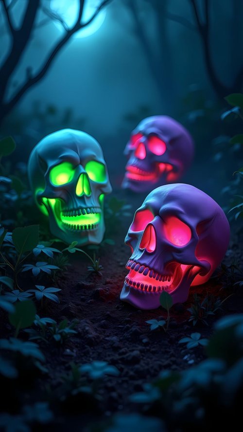 Glowing Skull Trio - Related Ghetto Wallpapers wallpaper