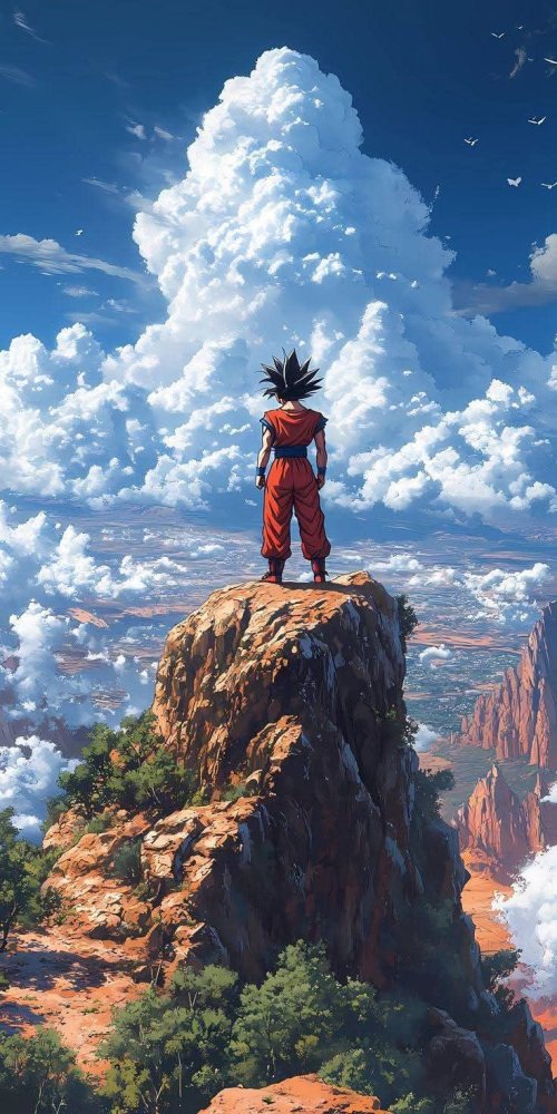 Goku Mountain Vista - Anime Wallpaper