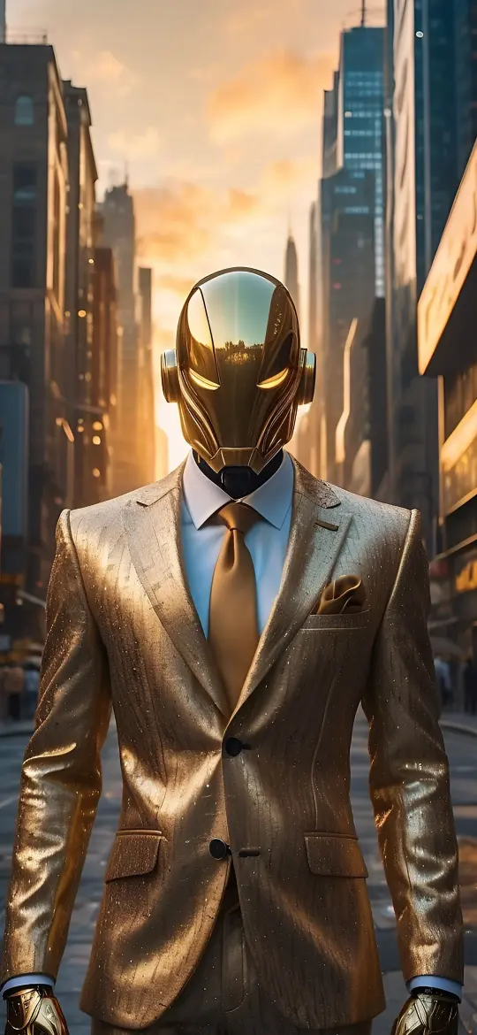 Golden Robot in City - Related 4K Wallpapers wallpaper