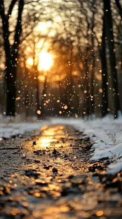 Golden Winter Forest Path
