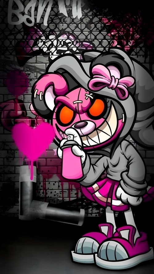 Graffiti Bunny Heart Spray - Related Ghetto Wallpapers wallpaper