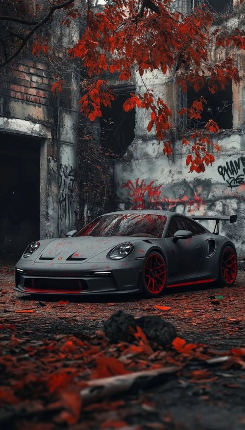 Graffiti Porsche in Ruins - Ghetto Wallpapers Wallpaper