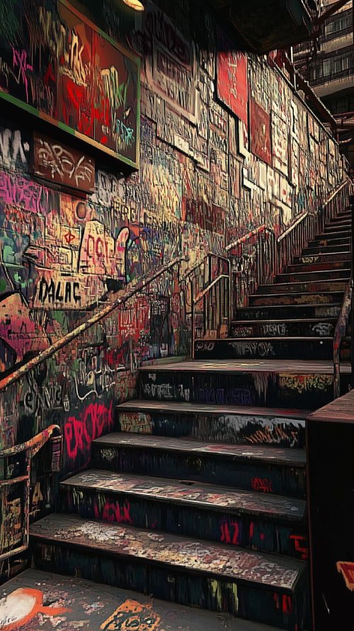 Graffiti Stairway Ascent - Related Dope Wallpapers wallpaper