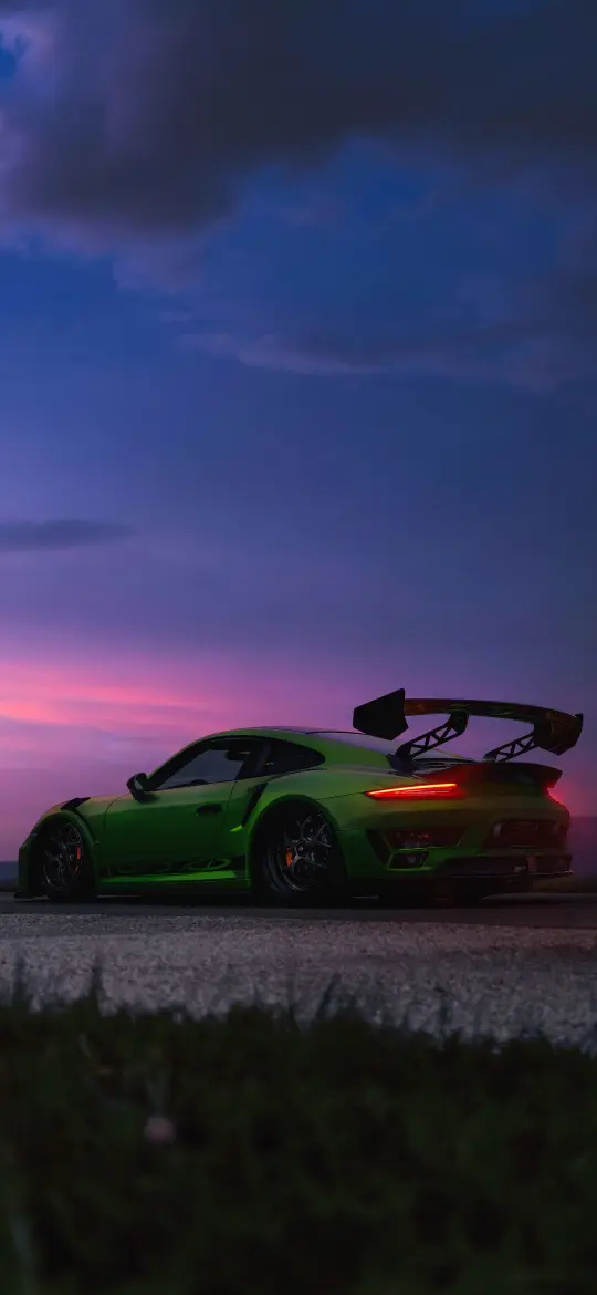 Green Porsche Sunset Drive - Related Ghetto Wallpapers wallpaper