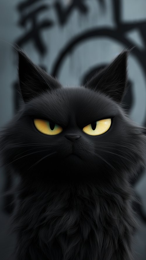 Grumpy Black Cat - cat Wallpaper
