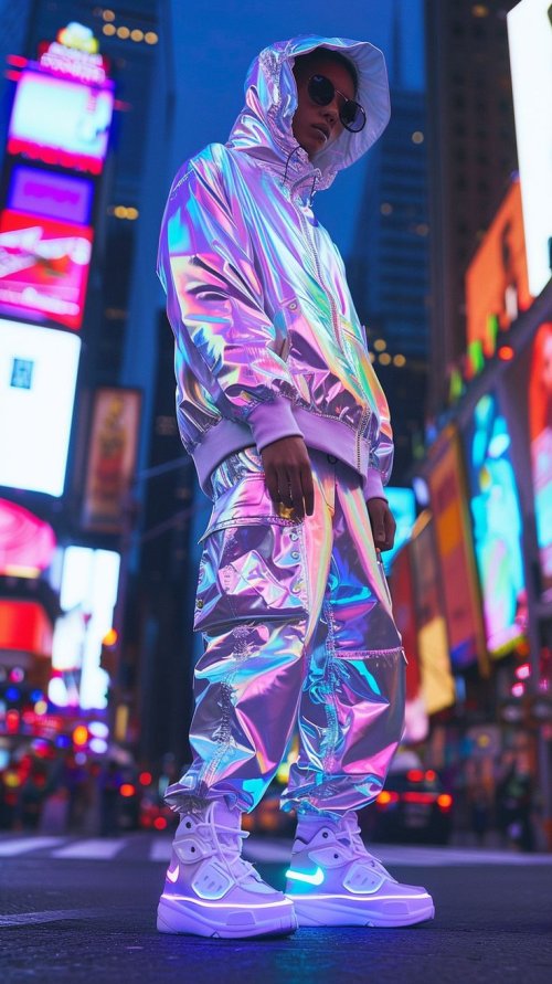 Iridescent Outfit in Times Square