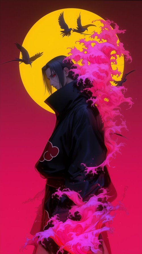 Itachi Akatsuki Pink Waves - Related StockWalls wallpaper