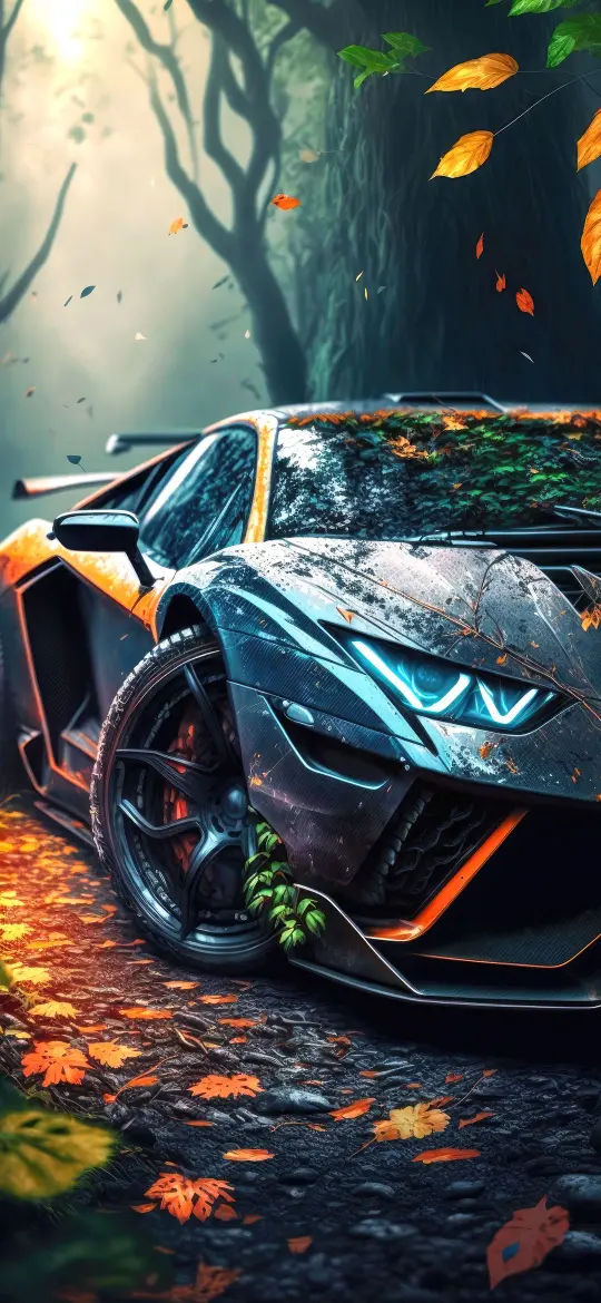 Lamborghini in Autumn Forest - Related 4K Wallpapers wallpaper
