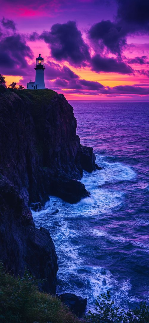 Lighthouse Sunset Ocean