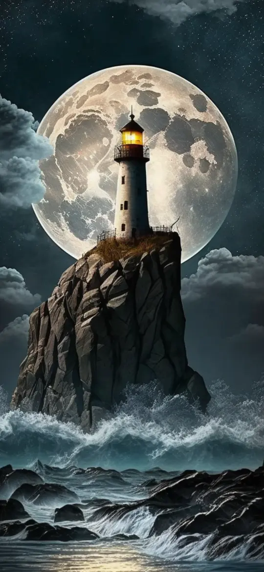 Lighthouse Under Moonlight - Related Ghetto Wallpapers wallpaper
