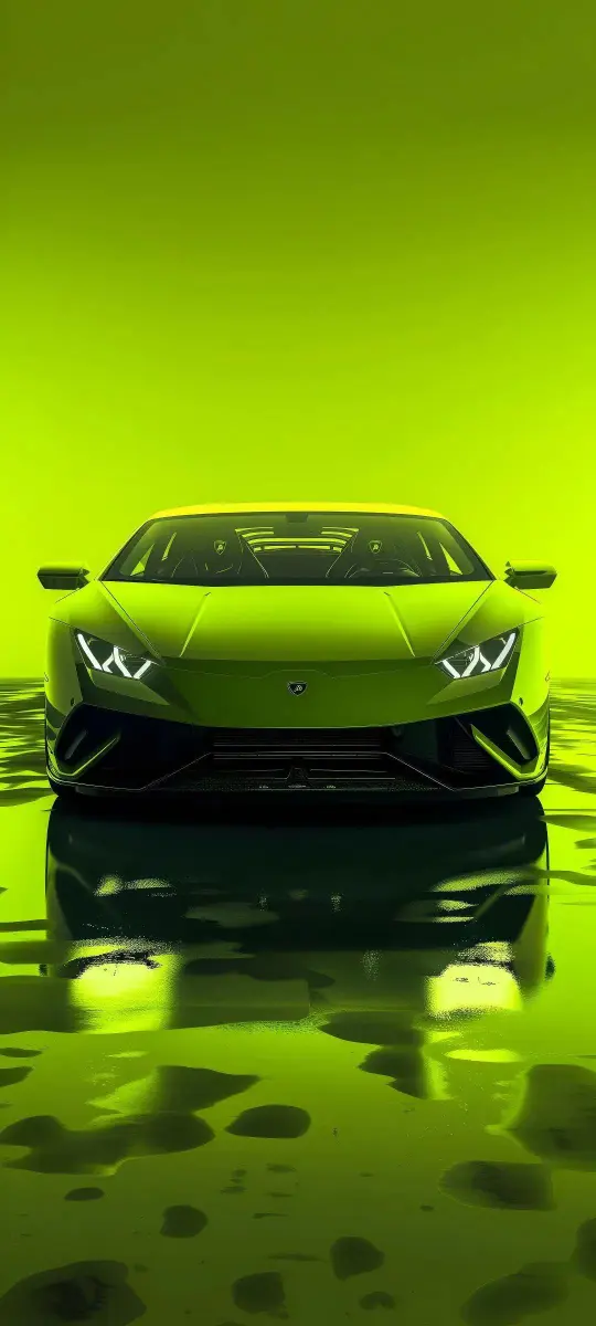 Lime Lamborghini Reflection - Related 4K Wallpapers wallpaper