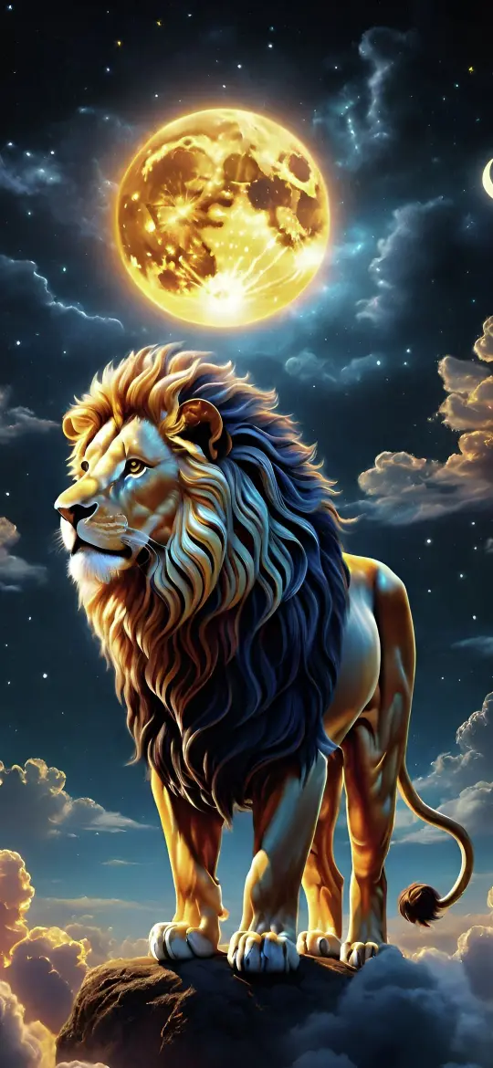 Lion Under Moonlight Majesty - Related 4K Wallpapers wallpaper