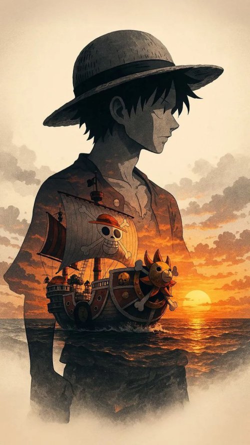 Luffy's Sunset Voyage - Related Anime Wallpapers wallpaper