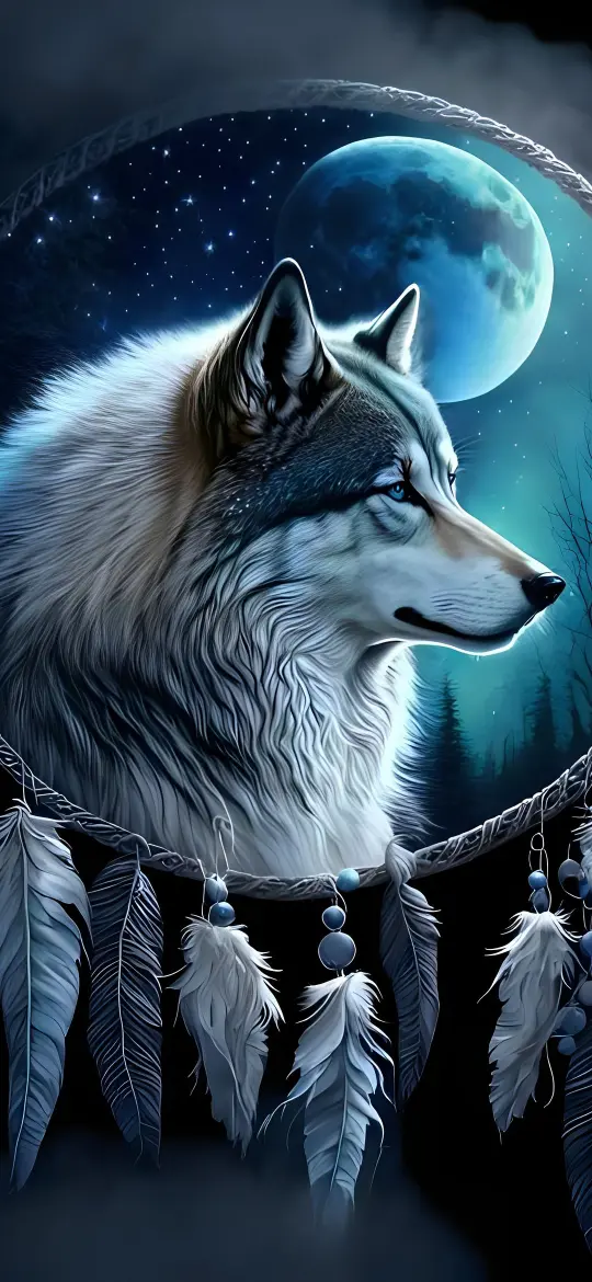 Lunar Wolf Dreamcatcher