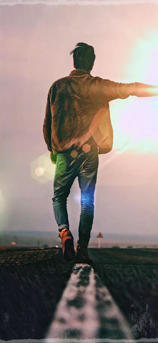 Man Walking Into Sunset - Related Dark Wallpapers wallpaper