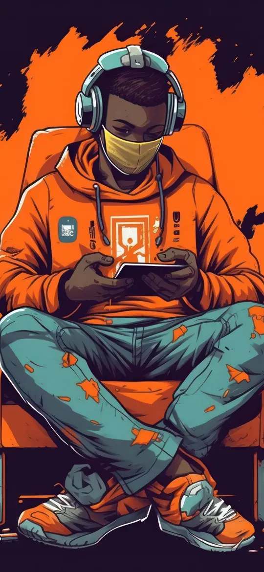 Masked Gamer in Orange