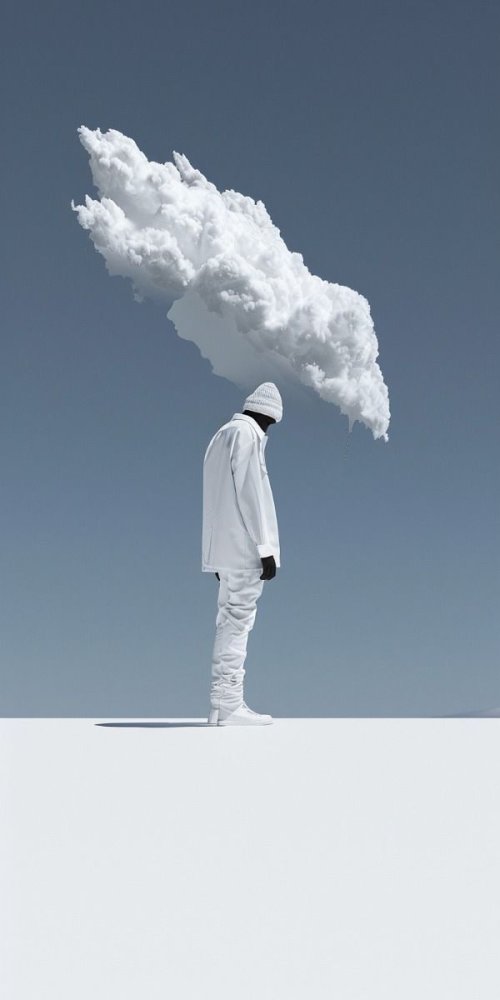 Melancholy Cloud Man - surreal Wallpaper