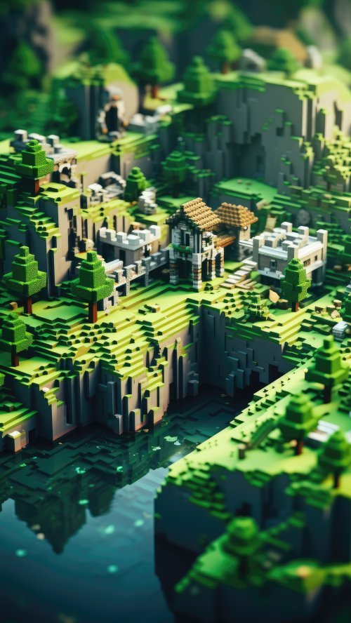 Minecraft Blocky Landscape - Related Darkify wallpaper