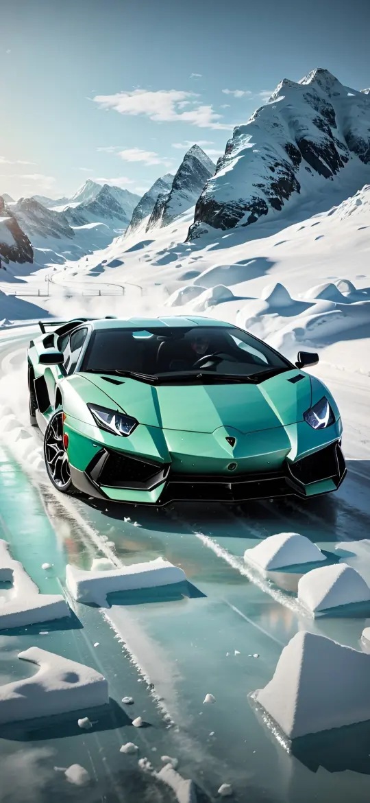 Mint Lamborghini Winter Drive - Related 4K Wallpapers wallpaper