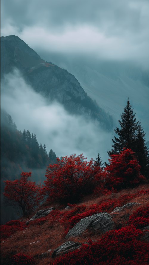 Misty Mountain Autumn Landscape - Related Ghetto Wallpapers wallpaper