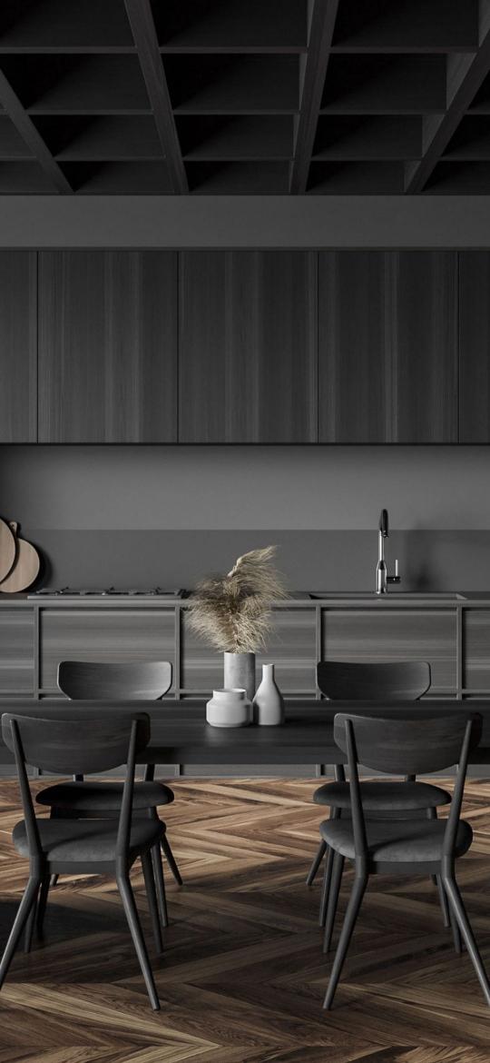 Modern Dark Kitchen Interior - Related Dope Wallpapers wallpaper