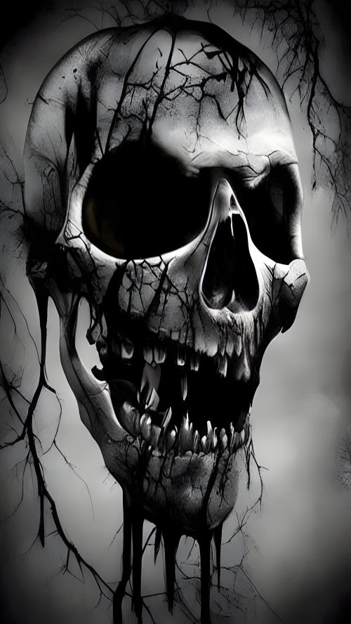 Monochrome Skull with Branches - Related Ghetto Wallpapers wallpaper