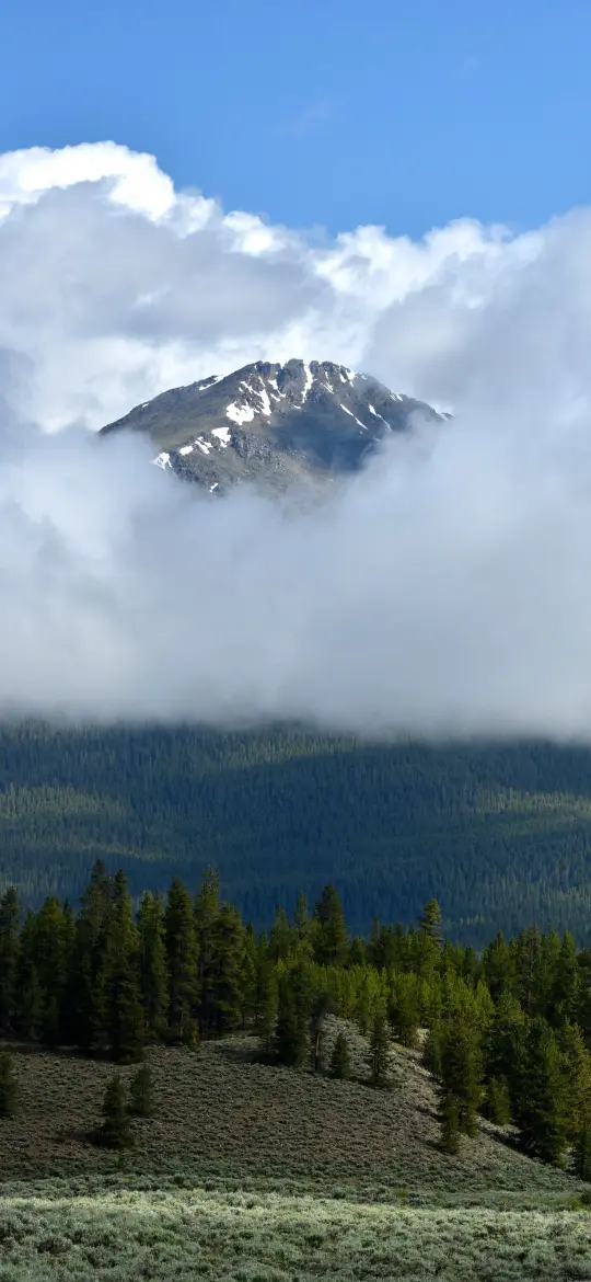 Mountain Peak in Clouds
