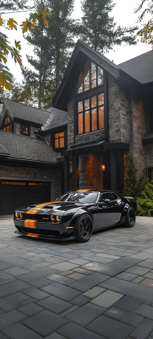 Muscle Car Mansion Driveway - cars Wallpaper