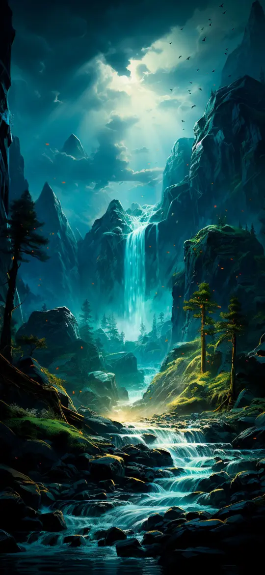 Mystical Waterfall Landscape - Related Ghetto Wallpapers wallpaper