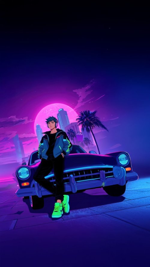 Neon City Retro Vibe - Related Darkify wallpaper
